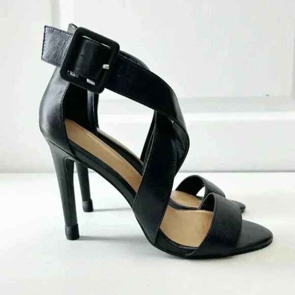 Le Chateau Strappy Leather Sandals High Heel Stilettos Black Size 7.5 - Picture 2 of 16